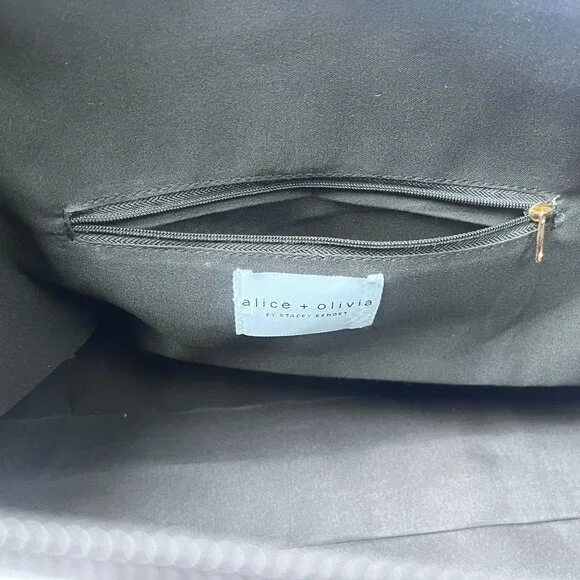 Alice and Olivia Black Striped Tote | Large - Picture 6 of 6